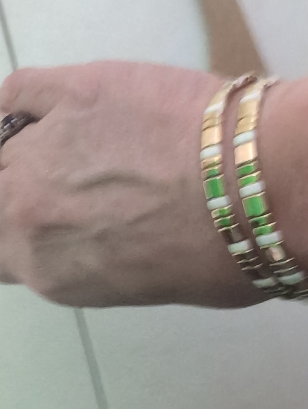 LOFT Gold-Tone Stretch Bracelet Set with White Inlay NWT